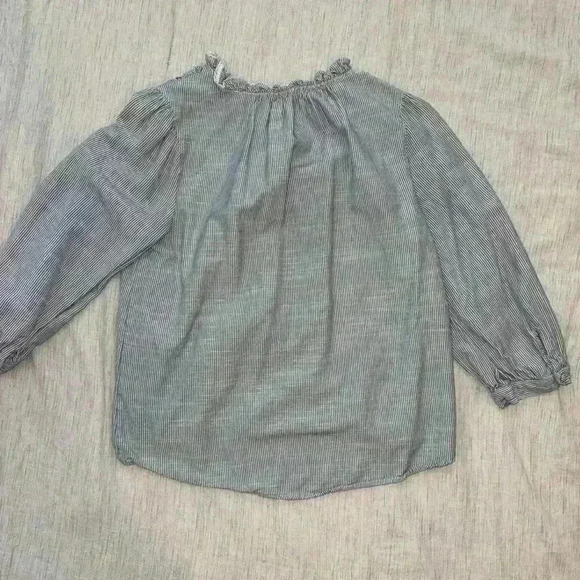 Lauren Conrad Blue and White Ruffle Blouse with 3/4 sleeves size Small - Picture 4 of 5